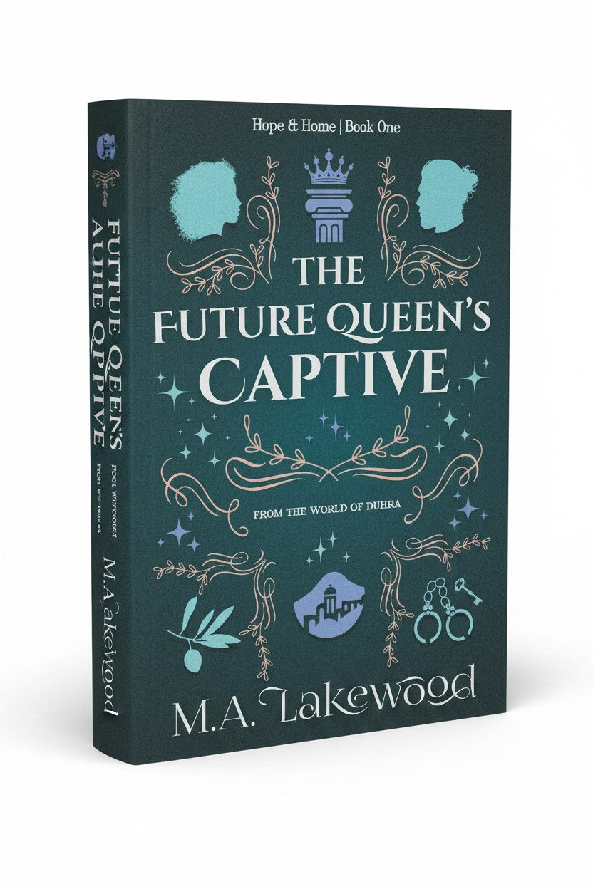 BestBuyBook cover of The Future Queen's Captive by M.A. Lakewood featuring teal background and fantasy illustrations.