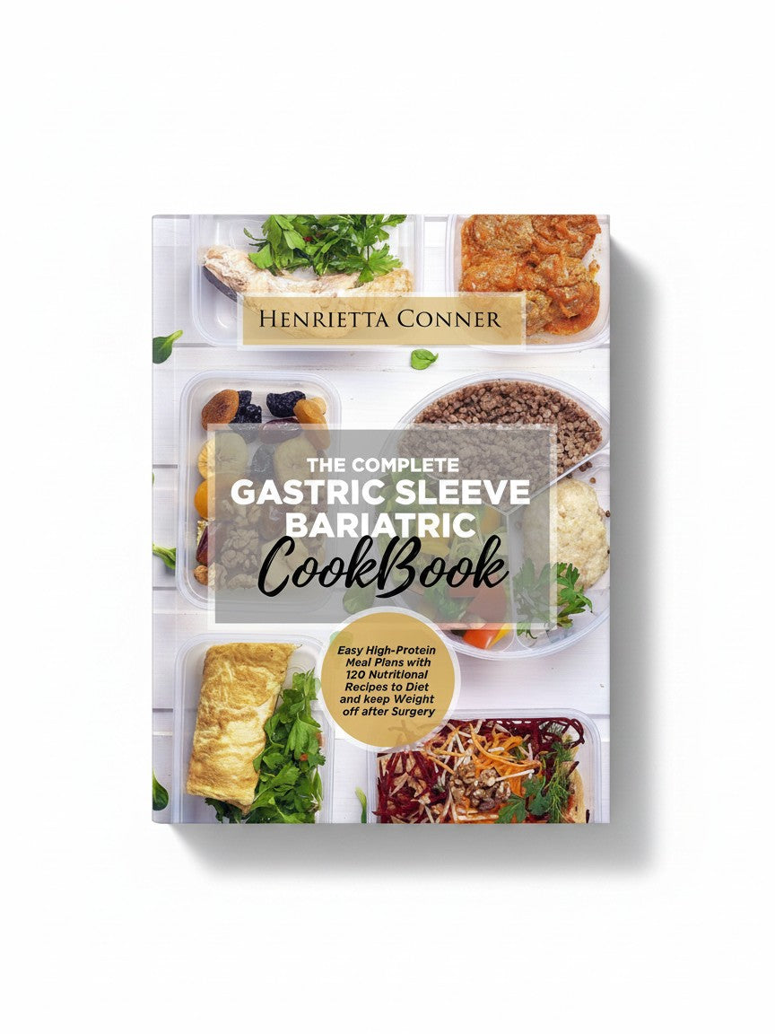 BestBuyBook The Complete Gastric Sleeve Bariatric Cookbook cover featuring healthy meal prep containers