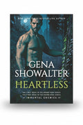 BestBuyBook Heartless by Gena Showalter book cover featuring a shirtless warrior with a sword tattoo in a dark forest