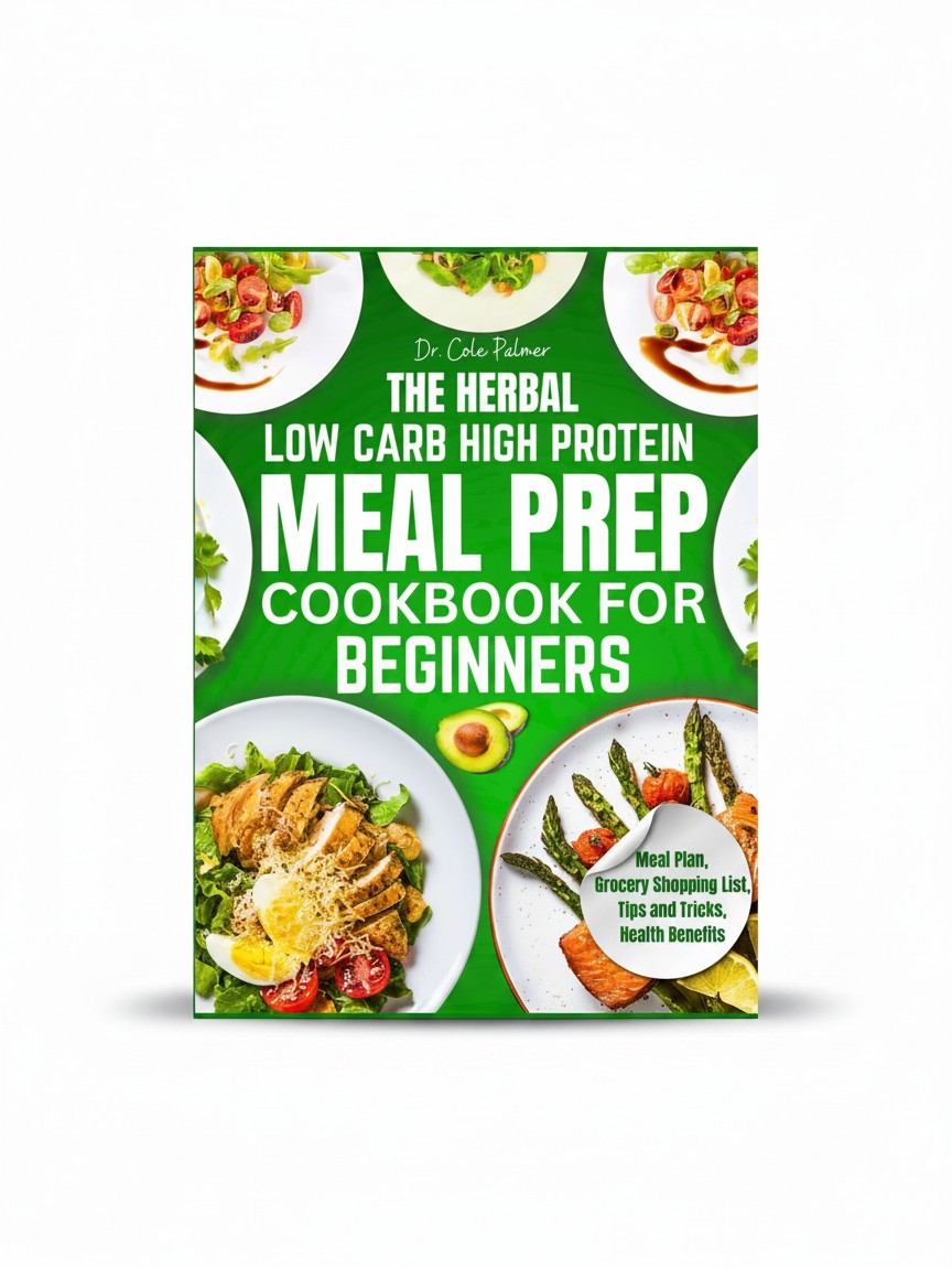 BestBuyBook The Herbal Low-Carb High-Protein Meal Prep Cookbook for Beginners cover with vibrant food photography