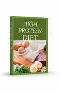 BestBuyBook The New High Protein Diet book cover featuring fresh eggs, salmon, and grains on a green background