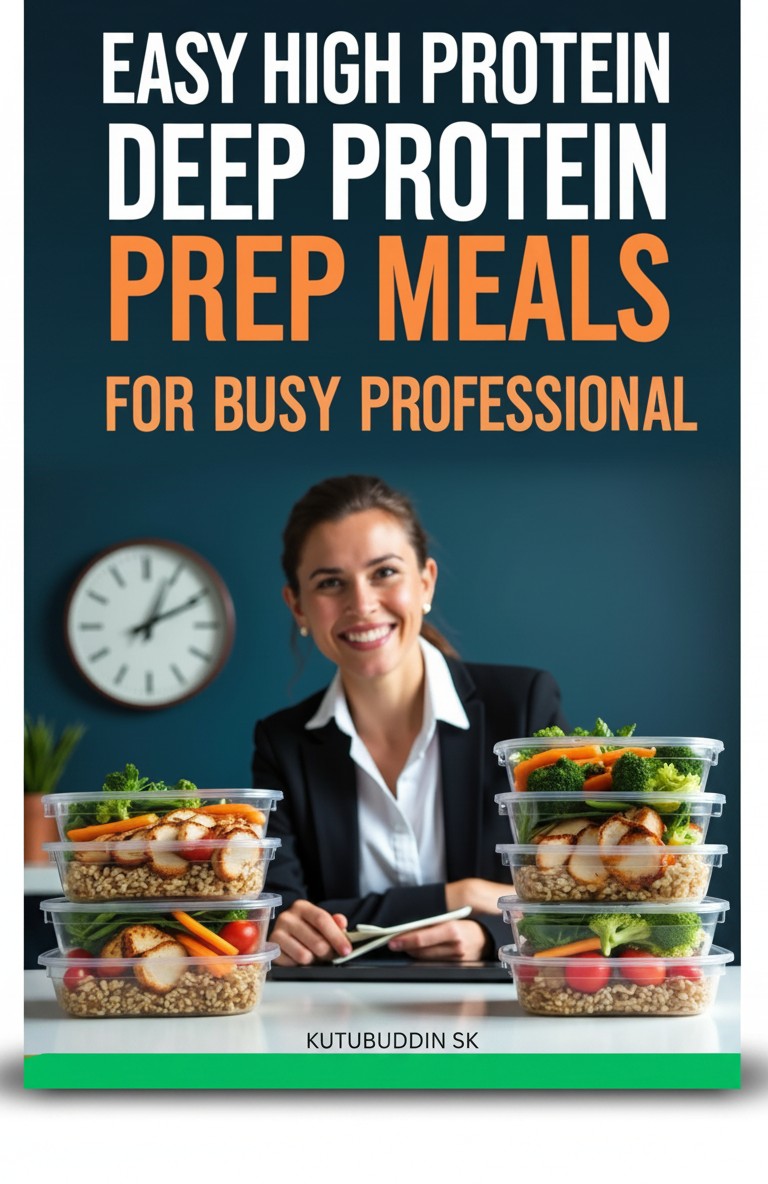 BestBuyBook high protein meal prep guide cover featuring a professional woman with healthy meal containers.