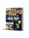 BestBuyBook High Protein Meal Prep Cookbook 2025 featuring healthy recipe photos and a 25-day meal plan guide.