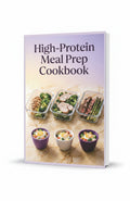 BestBuyBook High-Protein Meal Prep Cookbook cover featuring glass containers of healthy meals and egg breakfast bowls.