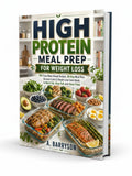 BestBuyBook High Protein Meal Prep for Weight Loss cookbook featuring healthy meal containers on a kitchen counter