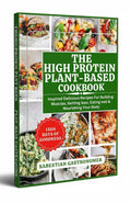 BestBuyBook The High Protein Plant-Based Cookbook featuring a green cover with food photography and recipe titles.