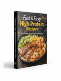 BestBuyBook Fast & Easy High-Protein Recipes cookbook cover featuring a skillet of grilled fish and shrimp.