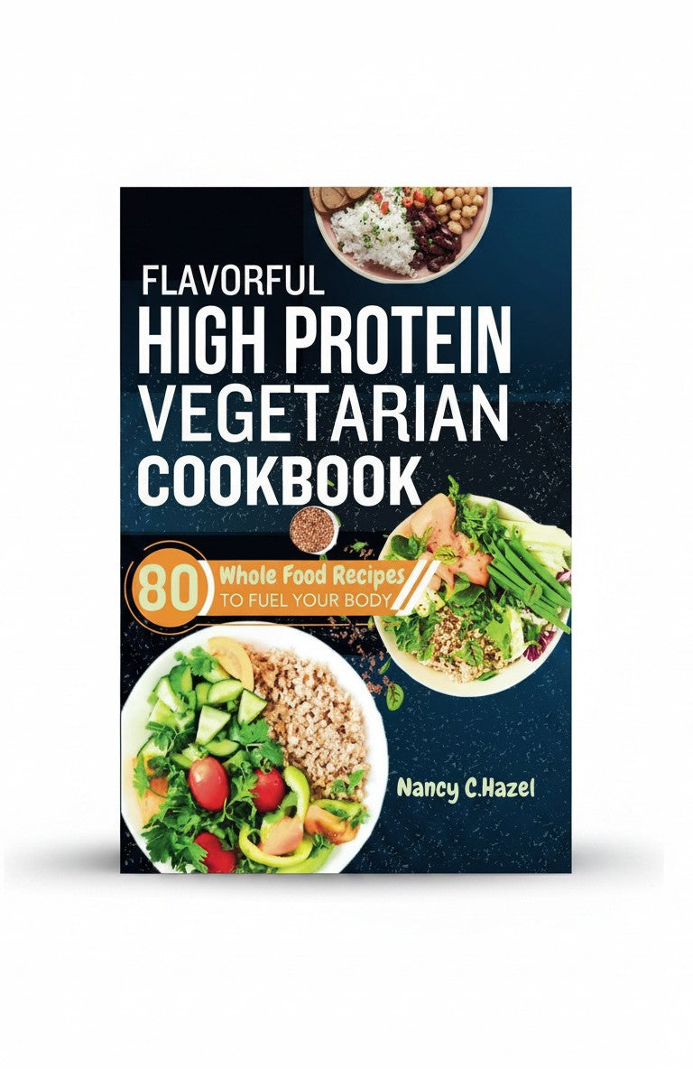 BestBuyBook Flavorful High Protein Vegetarian Cookbook cover featuring vibrant plant-based meal bowls