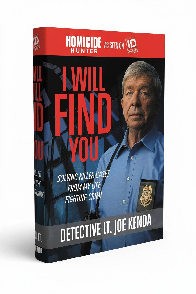 BestBuyBook I Will Find You book cover featuring Detective Joe Kenda in a blue shirt with a police badge.