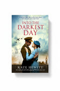 BestBuyBook cover of Into the Darkest Day by Kate Hewitt featuring a 1940s couple embracing against a London skyline.