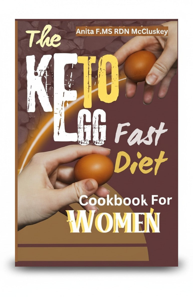 BestBuyBook The Keto Egg Fast Diet Cookbook for Women cover featuring brown eggs held by hands on a brown background.