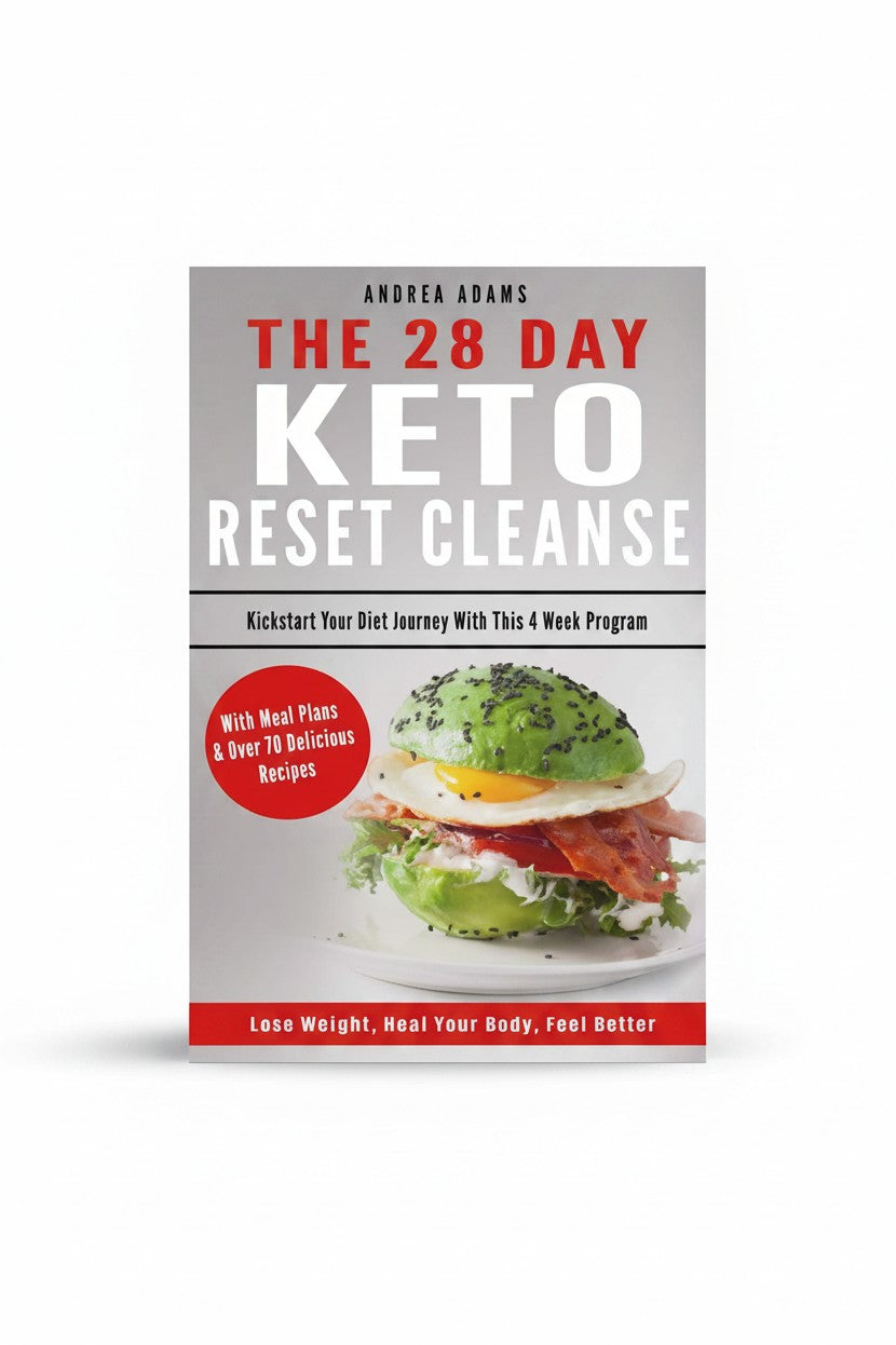 BestBuyBook The 28 Day Keto Reset Cleanse book cover featuring an avocado burger with egg and bacon