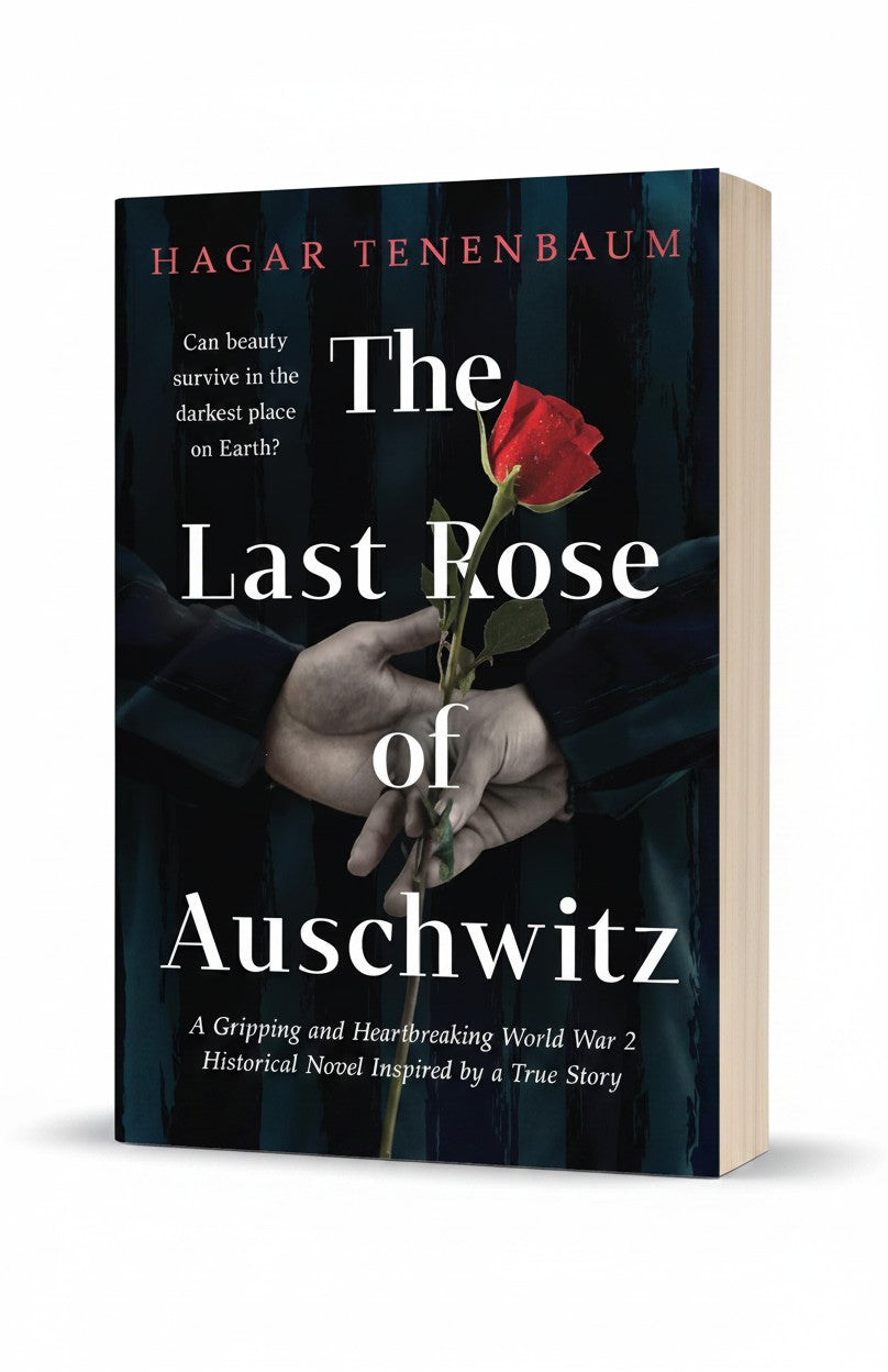 BestBuyBook paperback cover of The Last Rose of Auschwitz featuring a red rose held between two hands against stripes.