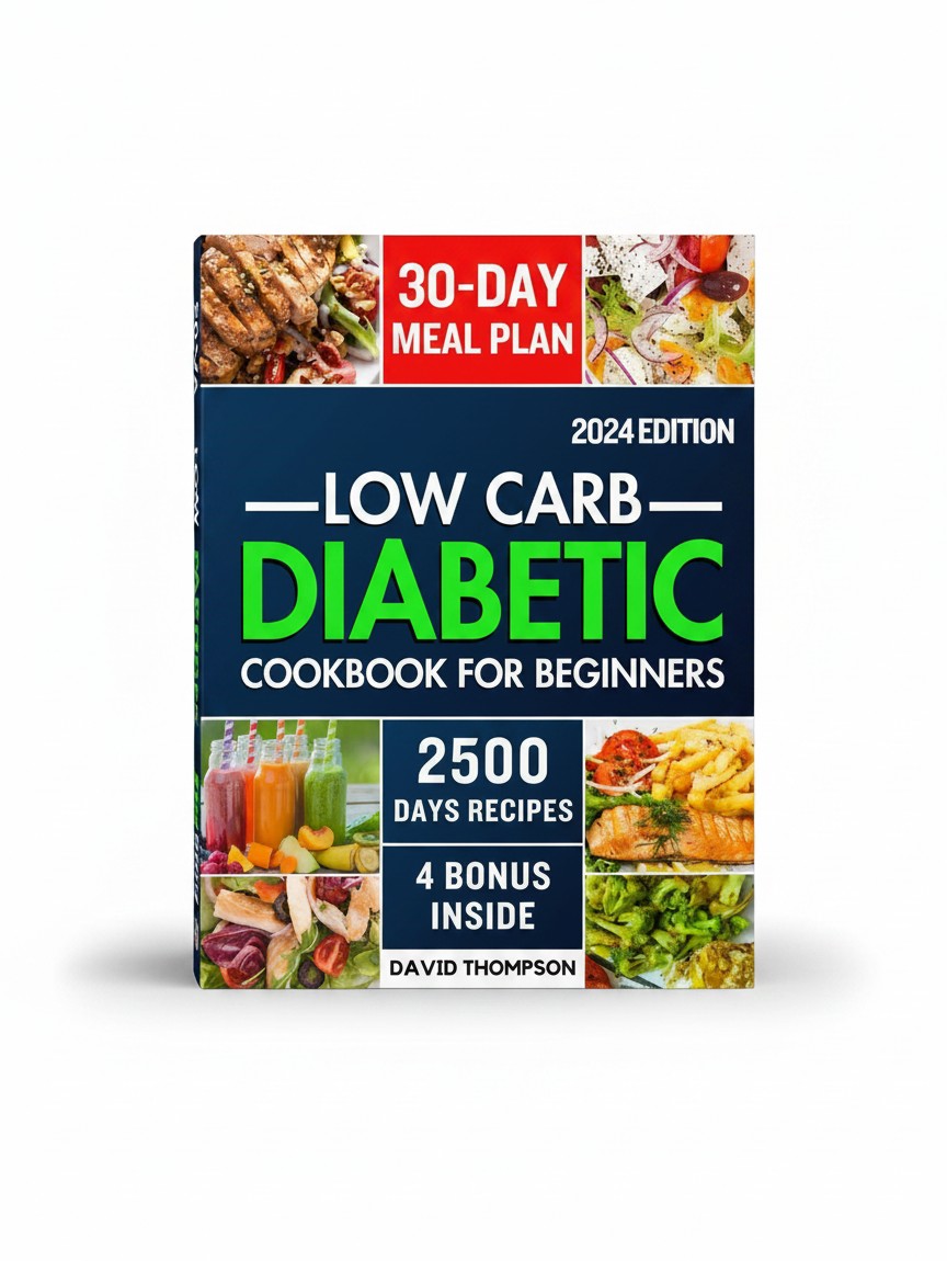 BestBuyBook Low-Carb Diabetic Cookbook for Beginners 2024 featuring a 30-day meal plan and 2500 healthy recipes.