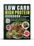 BestBuyBook Low Carb High Protein Cookbook for Beginners featuring full color recipe photos of healthy meals.