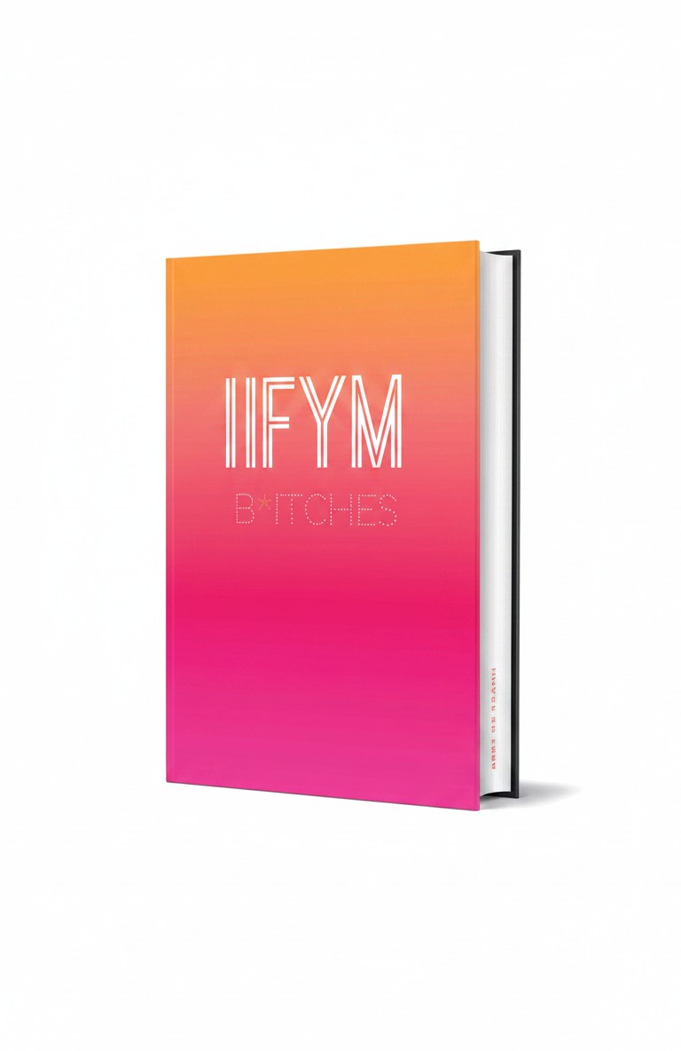 BestBuyBook macro tracking journal with an orange and pink gradient cover and white IIFYM text