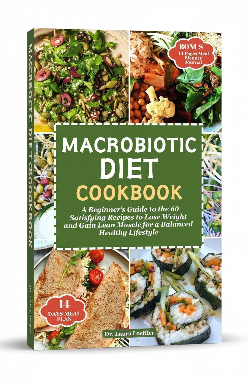 BestBuyBook Macrobiotic Diet Cookbook featuring 60 healthy recipes, meal plan, and journal for weight loss and muscle.