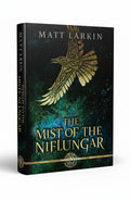 BestBuyBook The Mist of the Niflungar book cover featuring a golden raven illustration on a dark icy green background