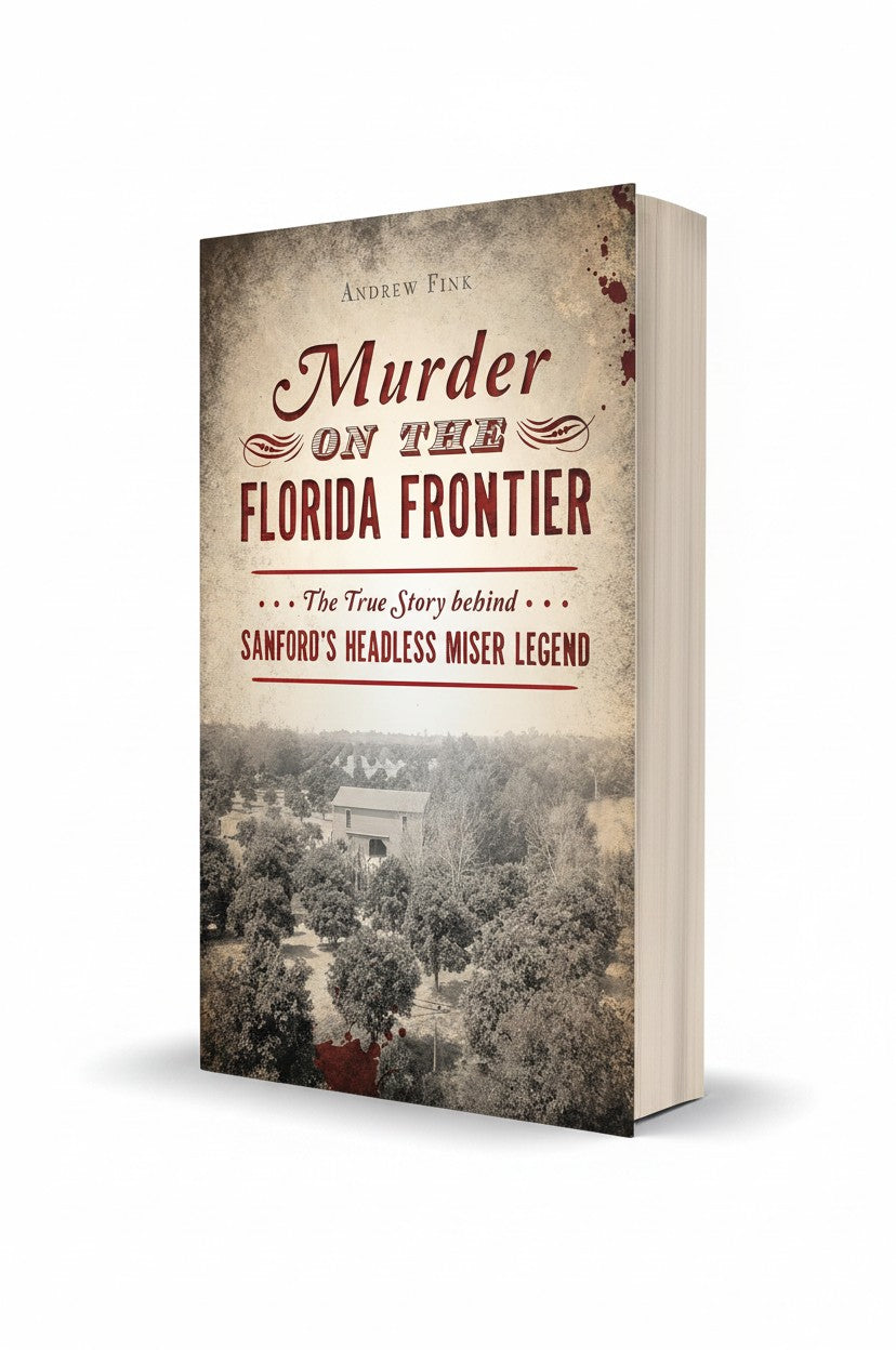 BestBuyBook Murder on the Florida Frontier true crime book cover featuring an orange grove and vintage aesthetic
