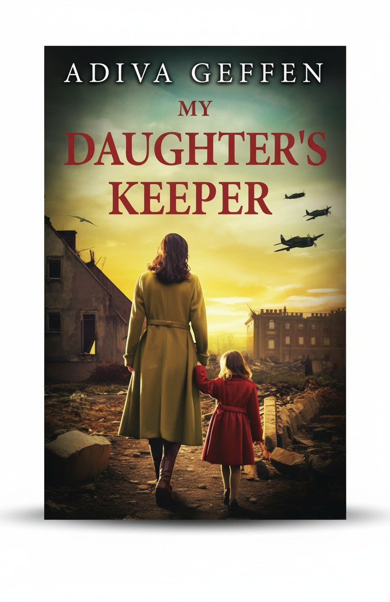 BestBuyBook cover of My Daughter’s Keeper by Adiva Geffen showing a mother and daughter walking through war ruins.