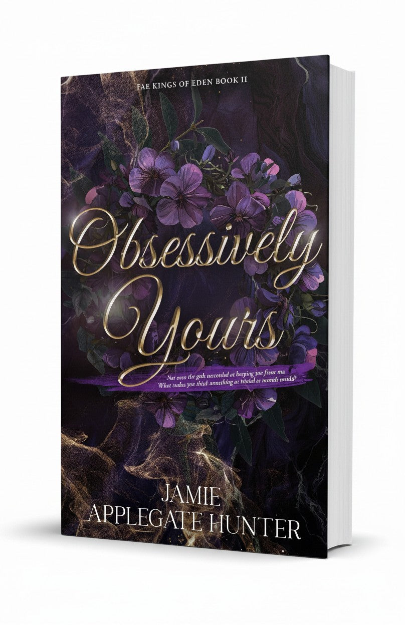 BestBuyBook Obsessively Yours fantasy romance novel cover featuring purple flowers and gold text on dark background