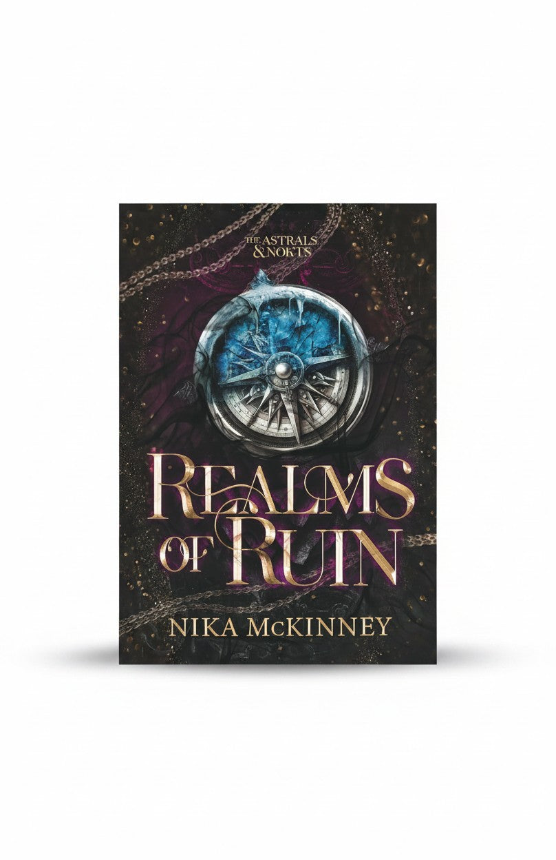 BestBuyBook Realms of Ruin fantasy romance book cover featuring an icy compass design on a dark, magical background.