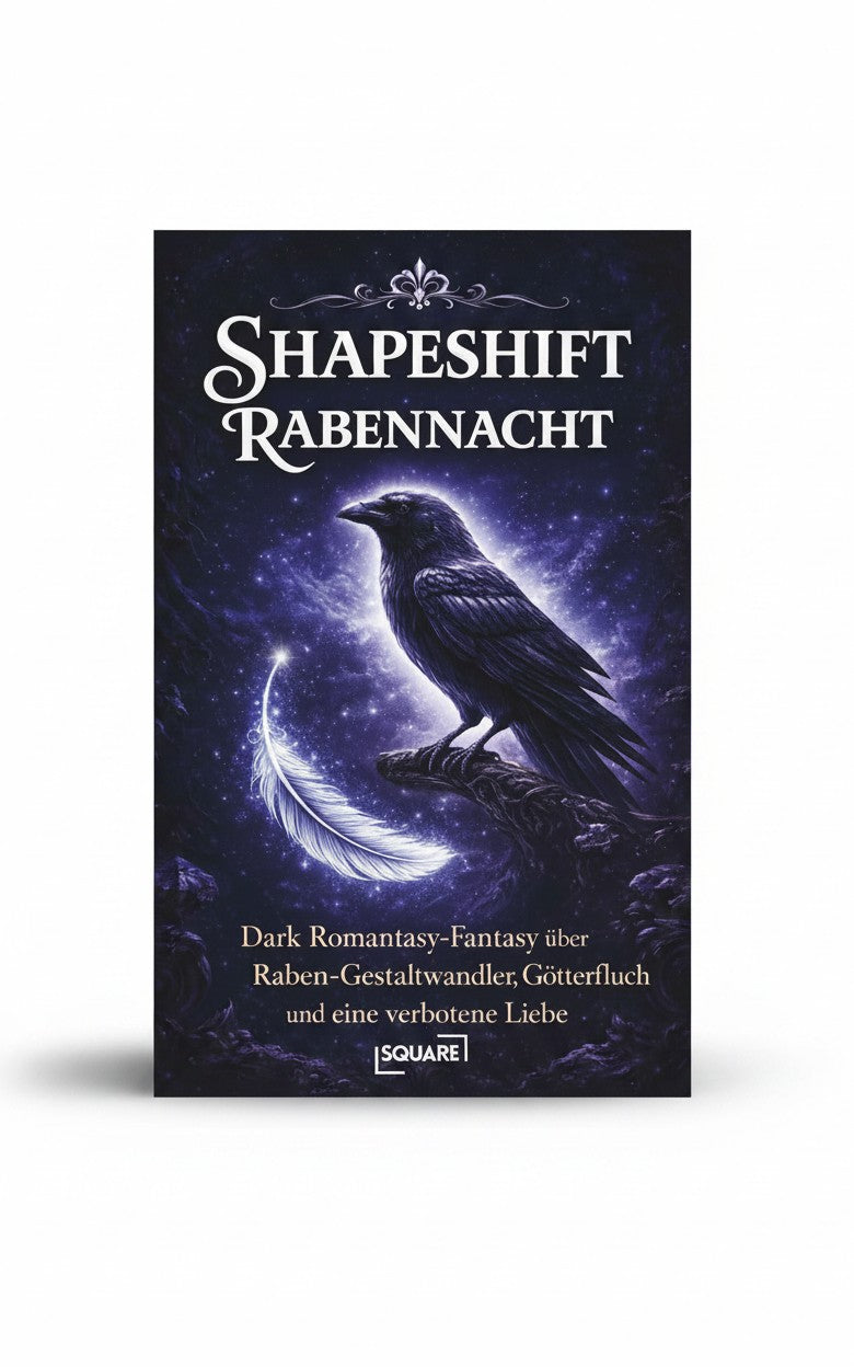 BestBuyBook Shapeshift Rabennacht dark fantasy book cover featuring a raven and glowing feather on a starry background