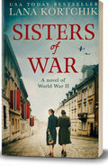 BestBuyBook Sisters of War historical novel cover featuring two women walking down a cobblestone street in wartime Kiev.