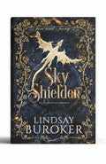 BestBuyBook Sky Shielder by Lindsay Buroker fantasy romance book cover with gold dragon and rose illustrations