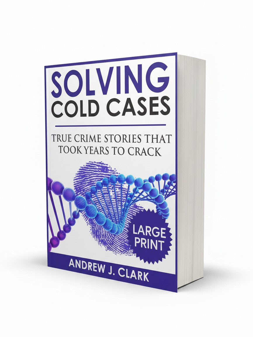 BestBuyBook Solving Cold Cases Volume 2 Large Print Edition true crime book with blue DNA and fingerprint cover art