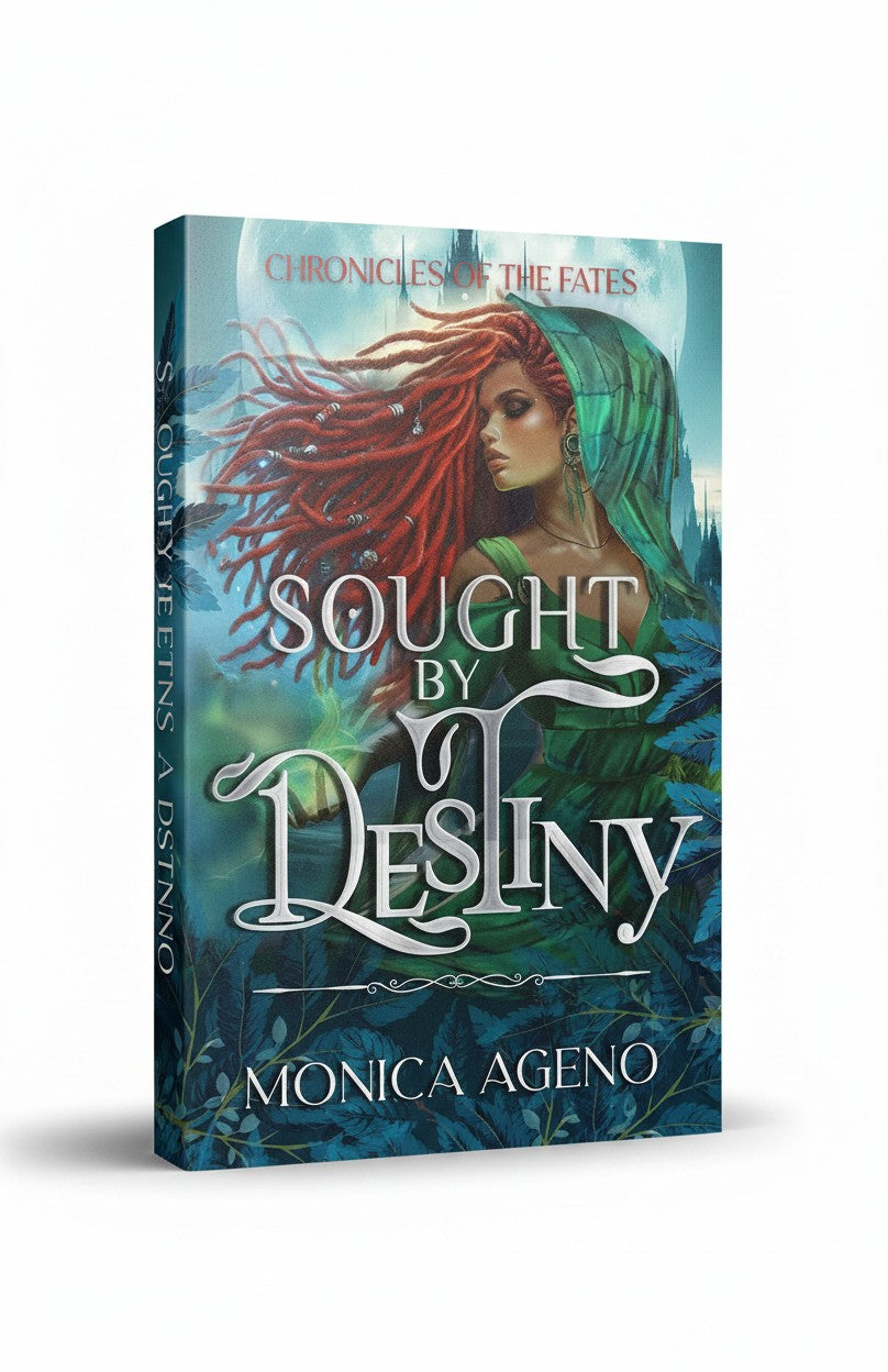 BestBuyBook cover art for Sought By Destiny by Monica Ageno featuring a woman with red hair in a green cloak