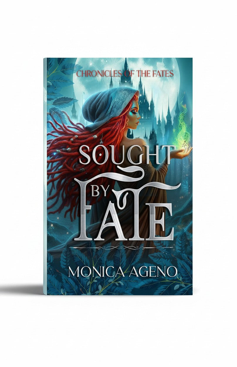 BestBuyBook fantasy novel cover featuring a woman with red hair and glowing magic against a moonlit castle background.
