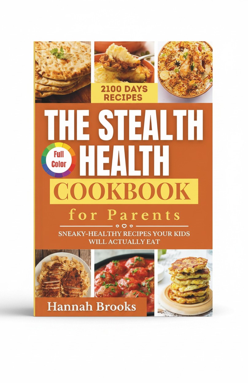 BestBuyBook The Stealth Health Cookbook for Parents by Hannah Brooks featuring healthy kid-friendly recipe photos.