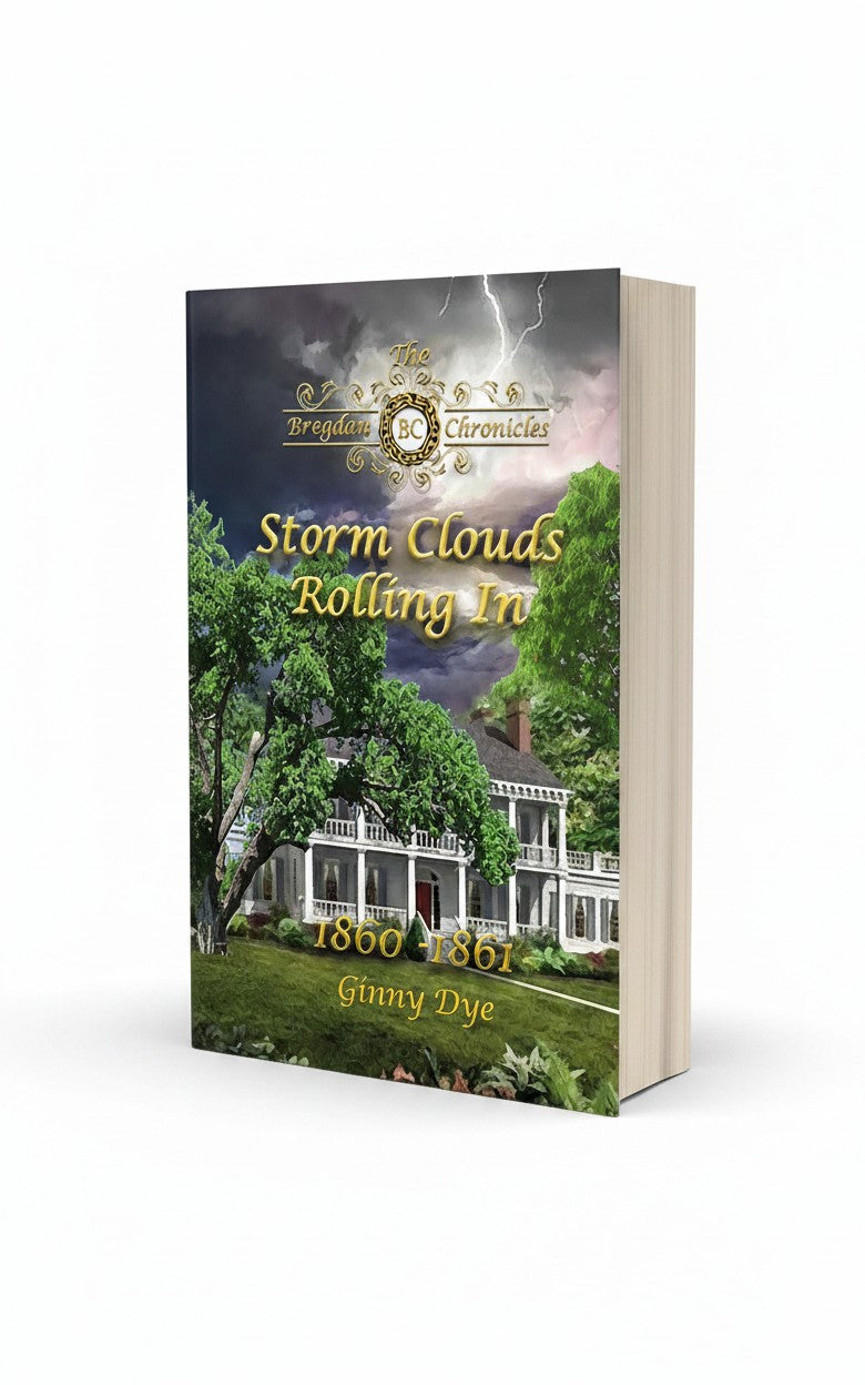 BestBuyBook historical fiction book Storm Clouds Rolling In by Ginny Dye featuring a Southern mansion and storm