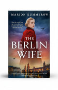 BestBuyBook The Berlin Wife book cover featuring a woman in a red coat against a dramatic Berlin sunset and war planes.