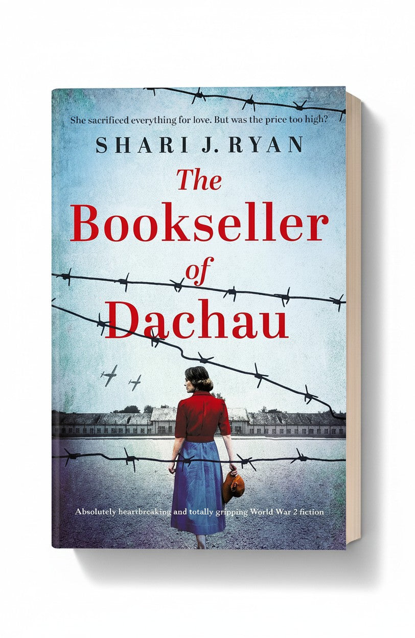 BestBuyBook cover of The Bookseller of Dachau by Shari J. Ryan featuring a woman standing before a barbed wire fence.