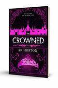 BestBuyBook The Crowned fantasy romance novel cover with pink castle silhouette and crown on black background