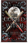 BestBuyBook The Cursed Witch book cover featuring a full moon, crossed swords, and ornate silver filigree on red