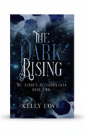 BestBuyBook The Dark Rising fantasy romance book cover featuring dark blue petals and ethereal smoke effects.