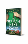 BestBuyBook paperback cover of The German Next Door by Gosia Nealon featuring a woman holding a key in a green dress.