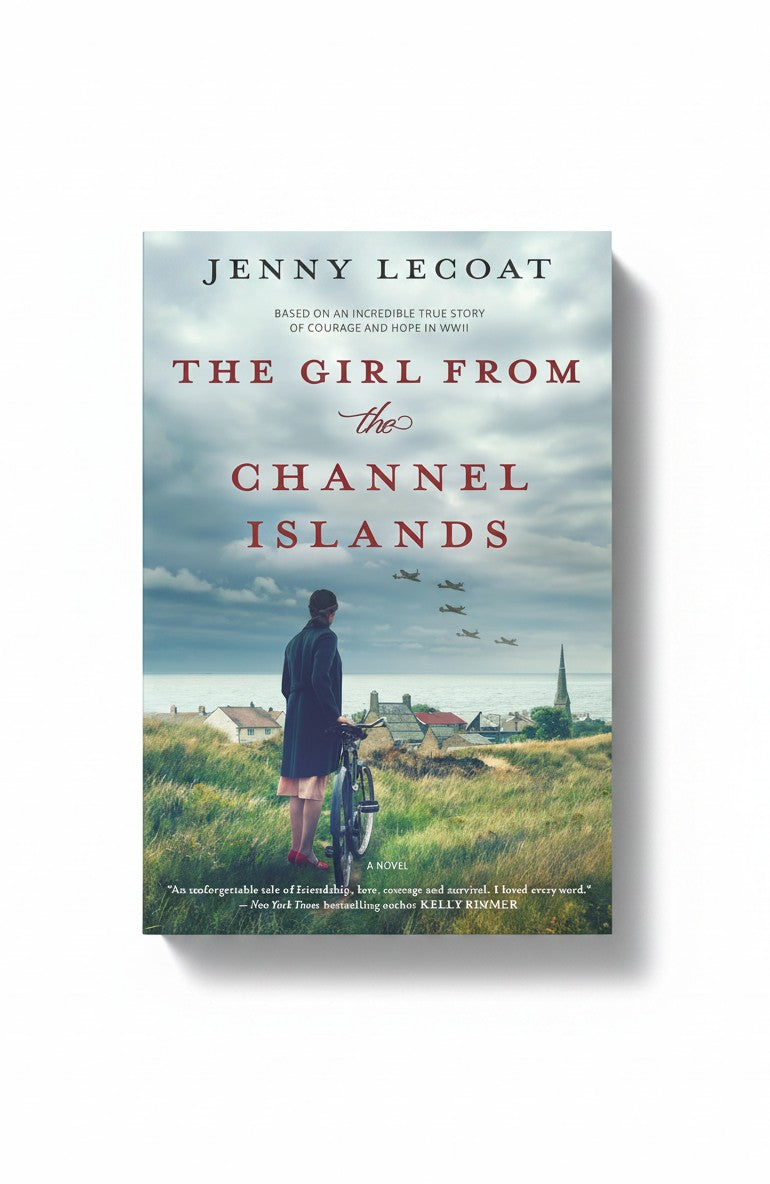 BestBuyBook paperback cover of The Girl from the Channel Islands by Jenny Lecoat featuring a woman with a bicycle.