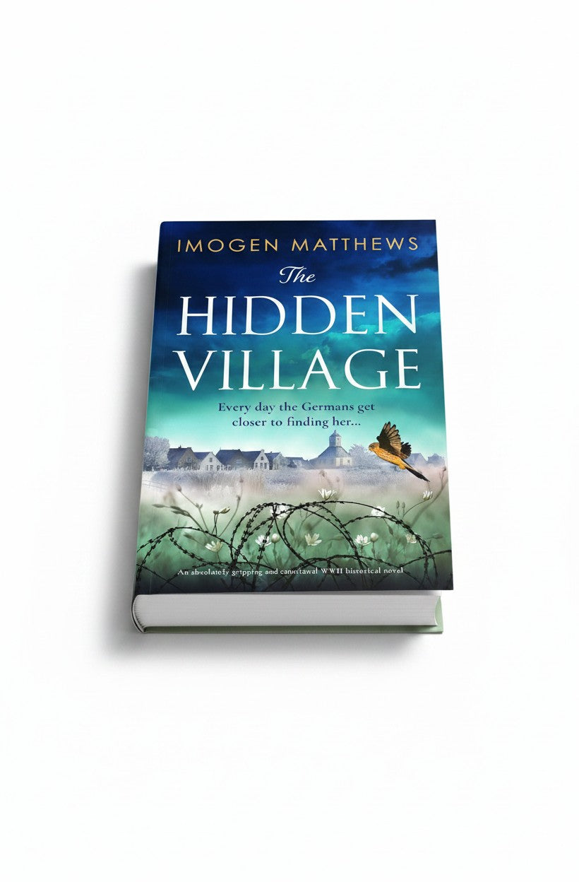 BestBuyBook The Hidden Village by Imogen Matthews, a historical WWII novel featuring a barbed wire and village cover.