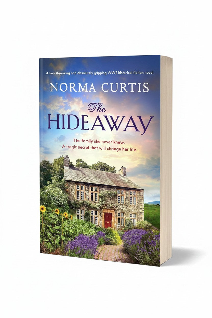 BestBuyBook paperback cover of The Hideaway by Norma Curtis featuring a stone cottage with purple flowers