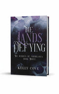 BestBuyBook The Lands Defying by Kelly Cove, a dark fantasy romance book cover with purple and black smoke imagery.