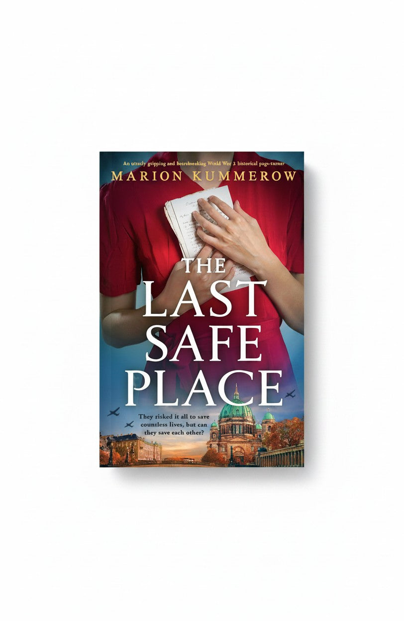 BestBuyBook historical novel The Last Safe Place by Marion Kummerow featuring a woman in a red dress holding letters