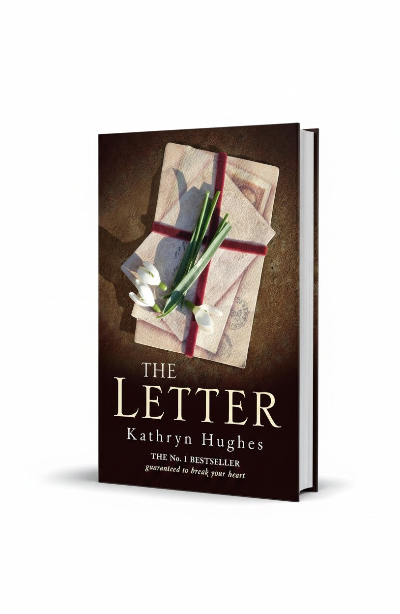 BestBuyBook cover of The Letter by Kathryn Hughes featuring a vintage envelope with snowdrops on a dark background
