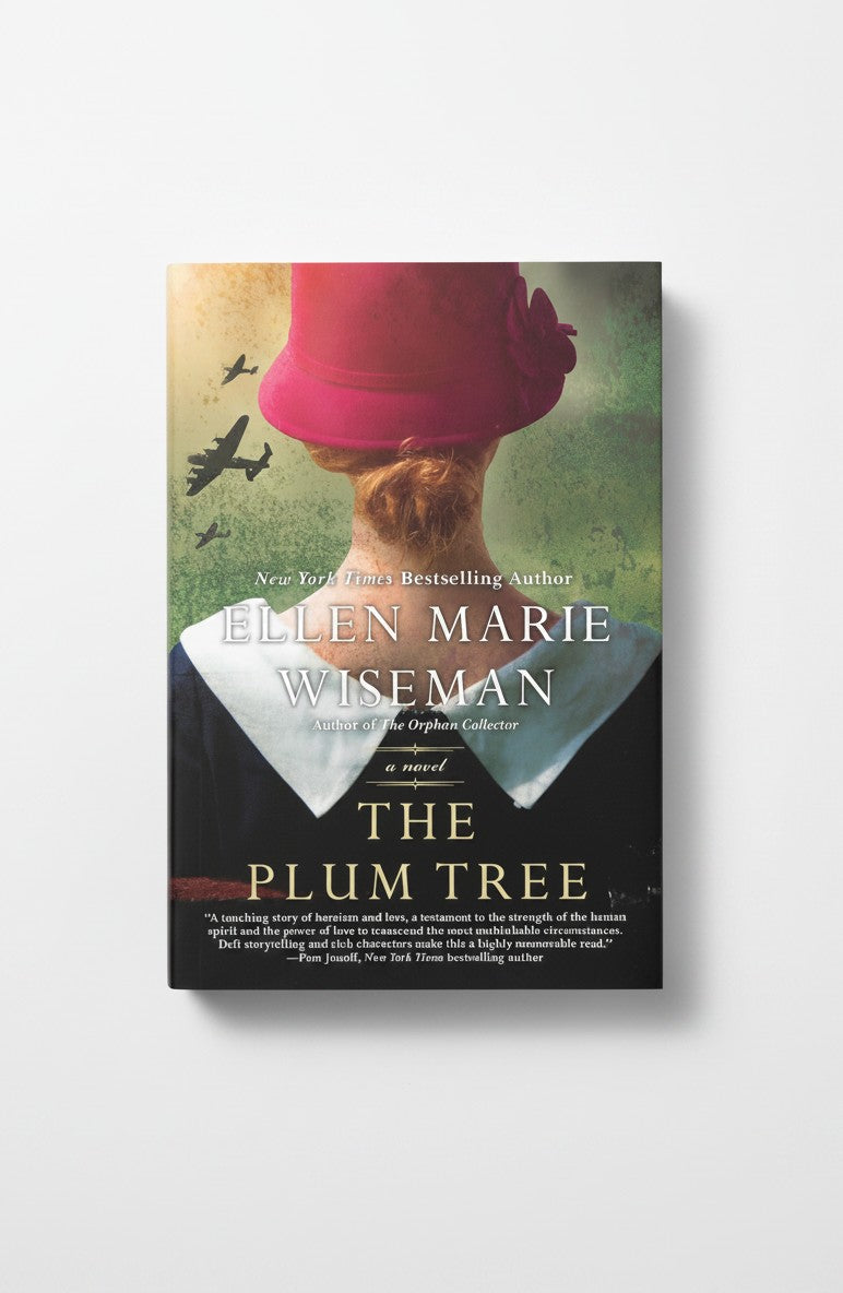 BestBuyBook The Plum Tree novel cover featuring a woman in a red hat against a vintage wartime background