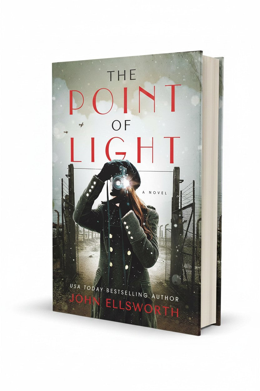 BestBuyBook historical fiction novel The Point of Light by John Ellsworth featuring a woman with a camera in winter.
