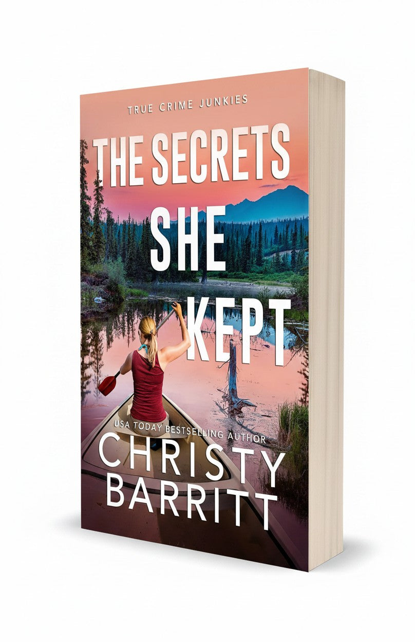BestBuyBook paperback of The Secrets She Kept by Christy Barritt featuring a woman canoeing on an Alaskan lake.