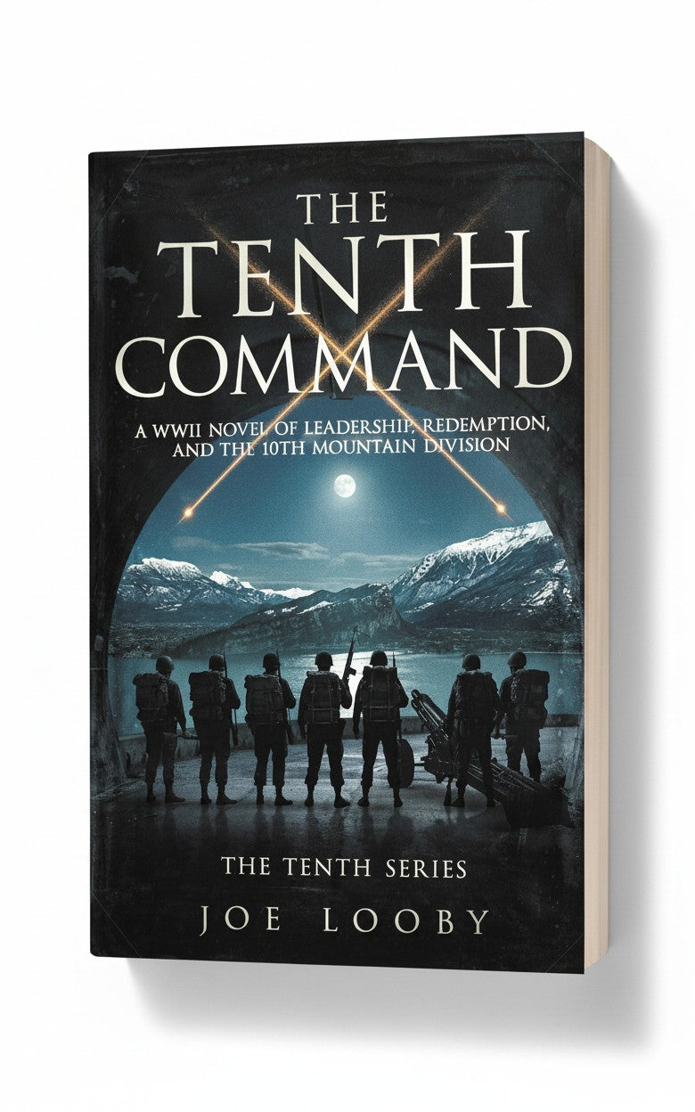 BestBuyBook cover of The Tenth Command by Joe Looby, featuring soldiers overlooking a moonlit mountain landscape.